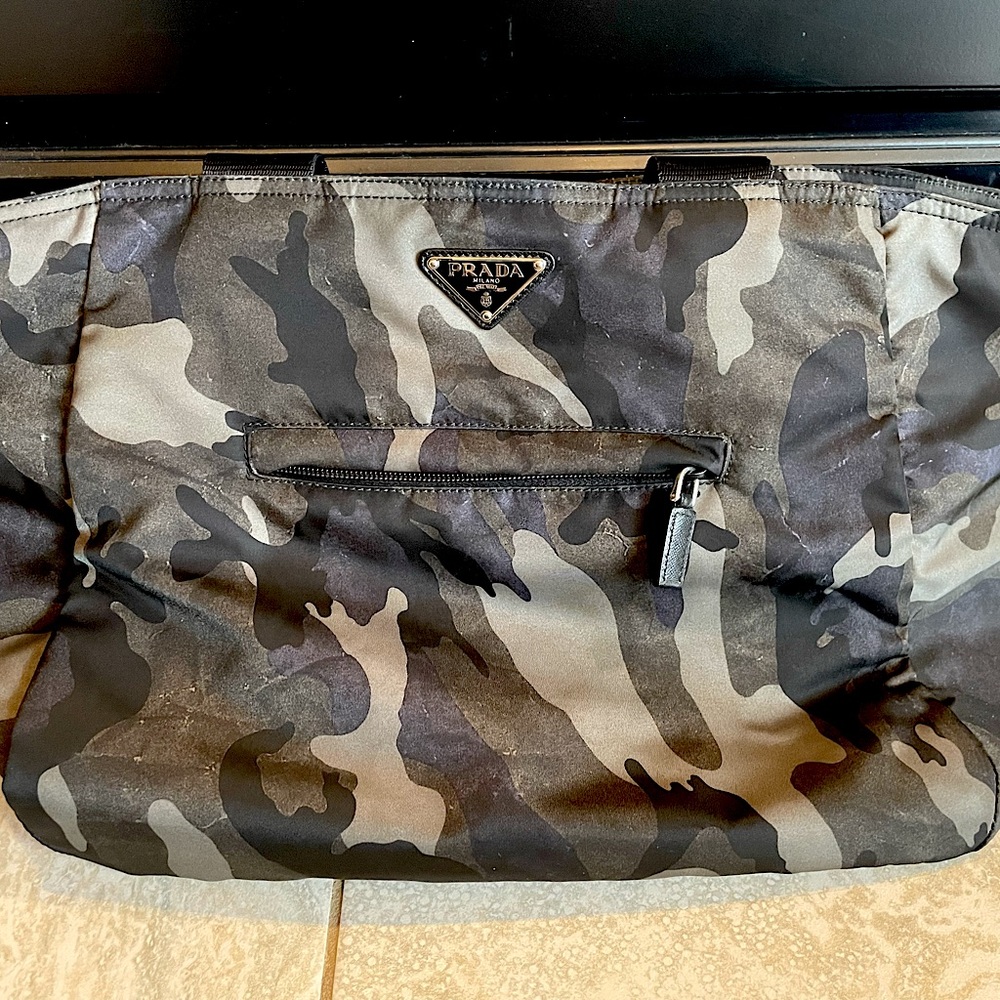 Prada nylon camouflage large tote/shoulder bag.